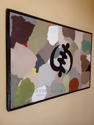 Gye Nyame Framed Abstract on Canvas. 46X 28 Inches