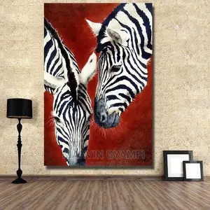 Unity Zebra Painting on Canvas 45X 20 Inches on Canvas