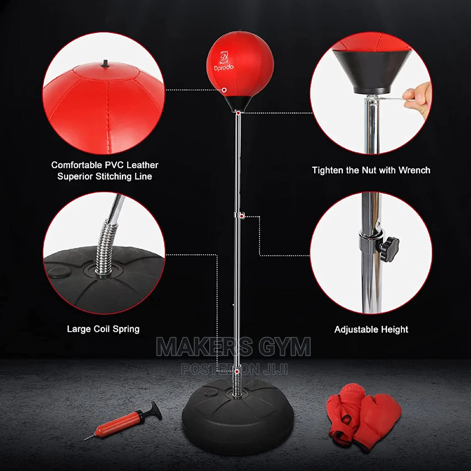 Punching Bag With Stand for Adults , Adjustable Speed Reflex