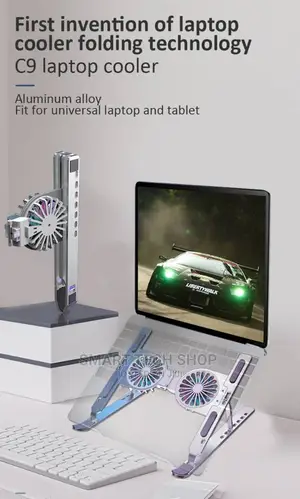 Aluminum 7 Level Adjustable Computer Stand With Fan