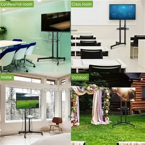 For All Purpose Black Colour Tv Stand With Wheels 32”-70”