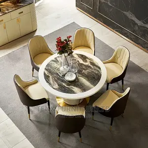 Dining Set (Postmodern) Marble Round Dining Table
