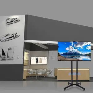 Black Colour Tv Stand With Wheels Dvd Shelf