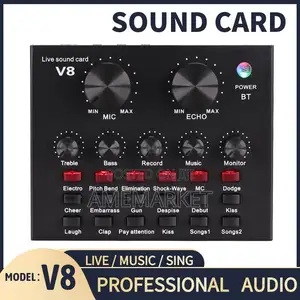 V8 Sound Card Bluetooth Audio Interface Studio Live Recordin