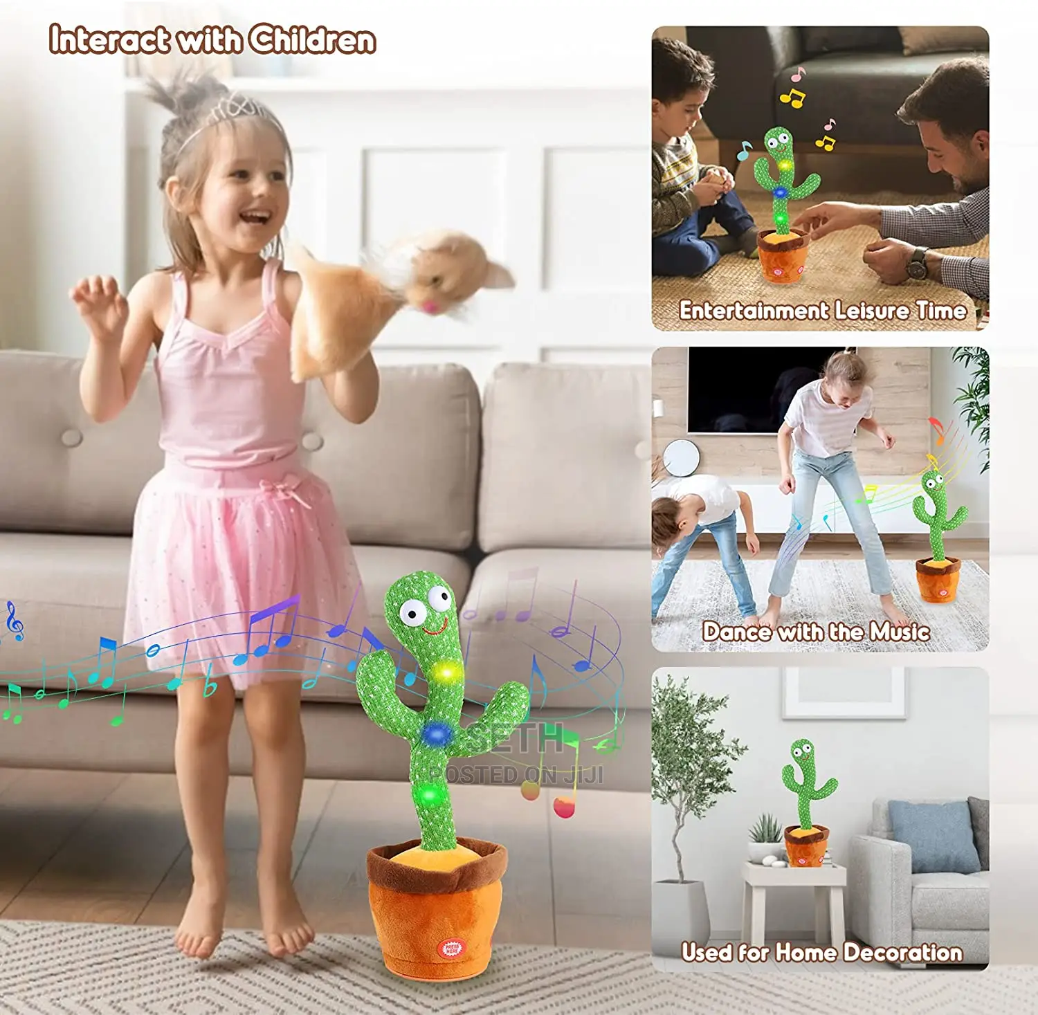 Children Kids Intelligence Cactus Talking Toy