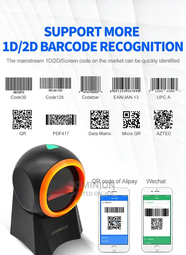 GT-8800G Omnidireccional Qr Bar Codes 2D Barcode Reader USB