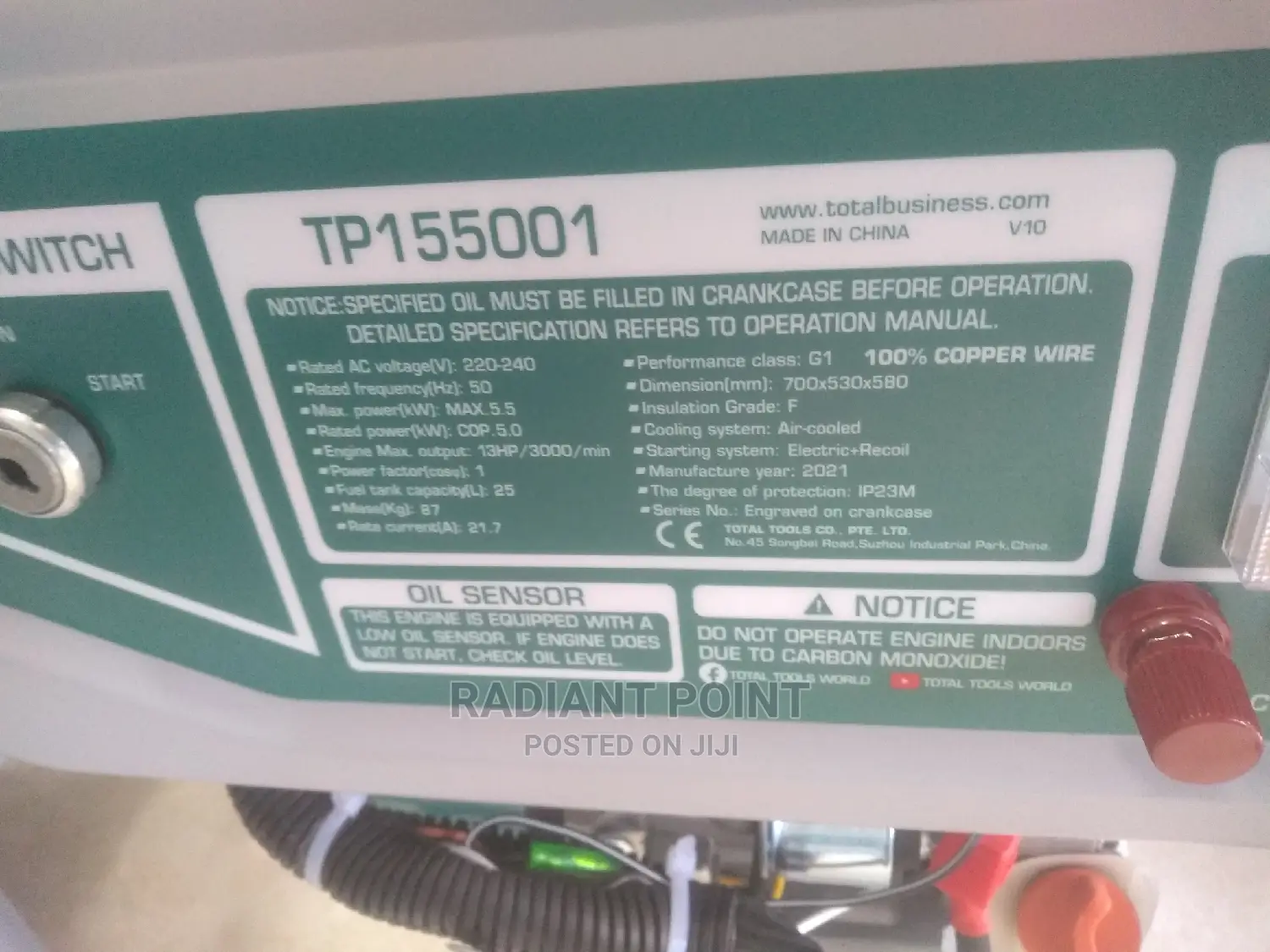 Total 5.5kva Gasoline Generator Set