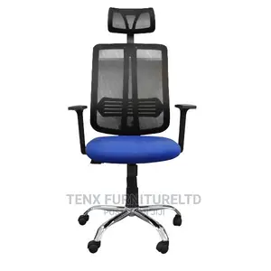 Office Chair With( Armrest Mesh Blue and Black Colour)