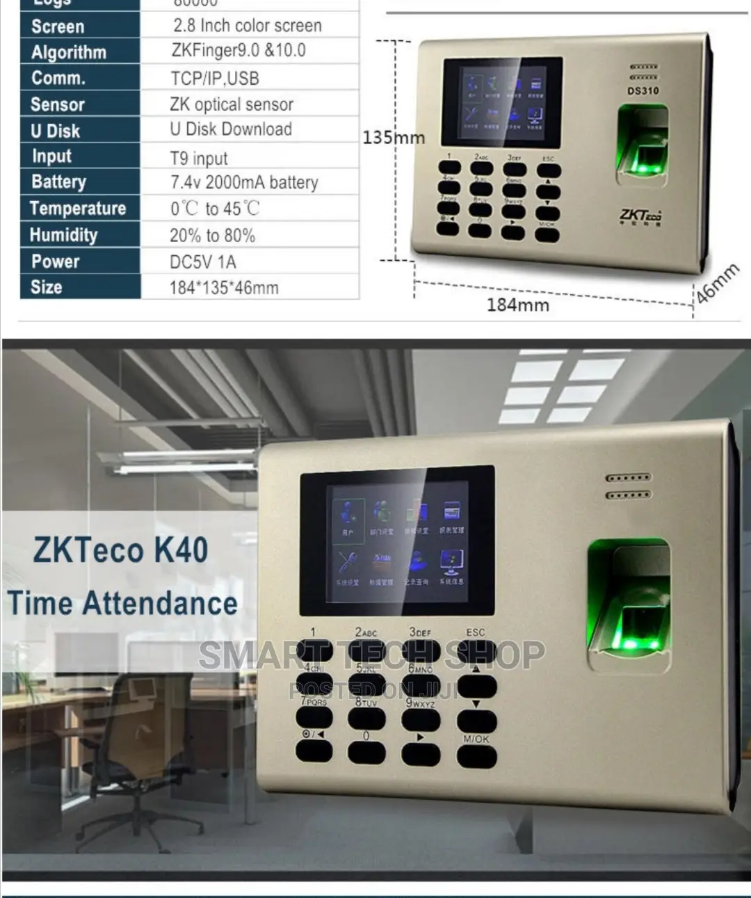 Zkteco Fingerprint Time Attendence and Access Control