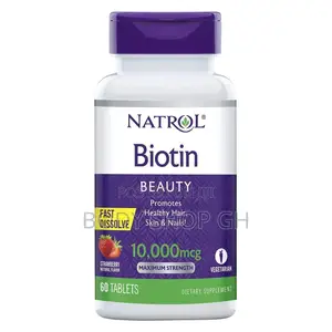Natrol Biotin for Hair Beard Growth (10,000mcg) Strawberry