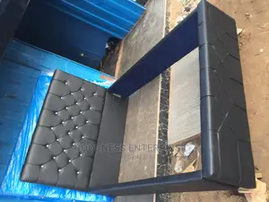 Foreign Black Leather Bed Frame
