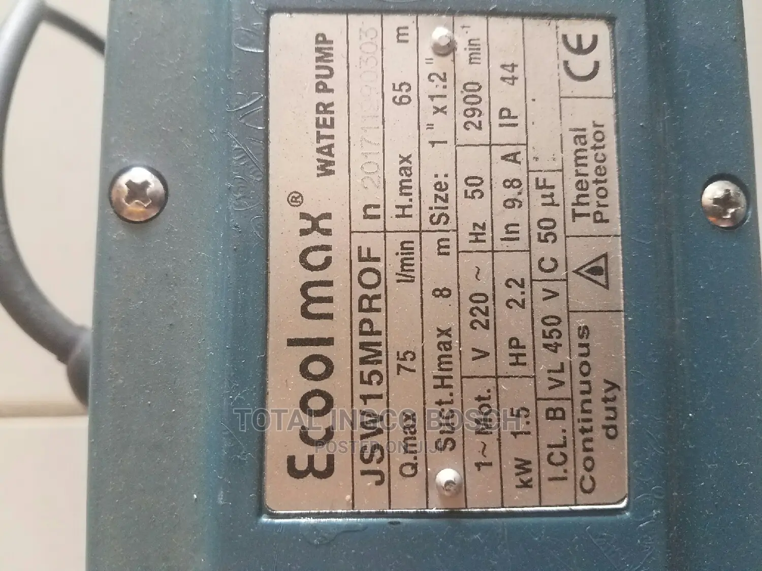 JSW Electric Water Pump 2.0hp