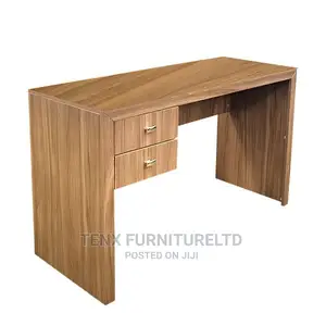 OFFICE DESK WITH (2 Drawers) and Silver Chrome Metal Handles