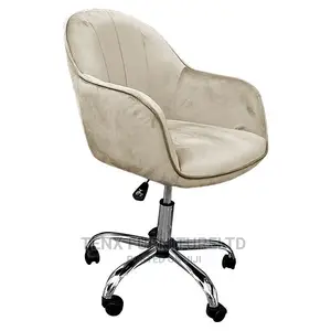 Office Chair(Silver Metal Base With Rollers )Grey and Blue