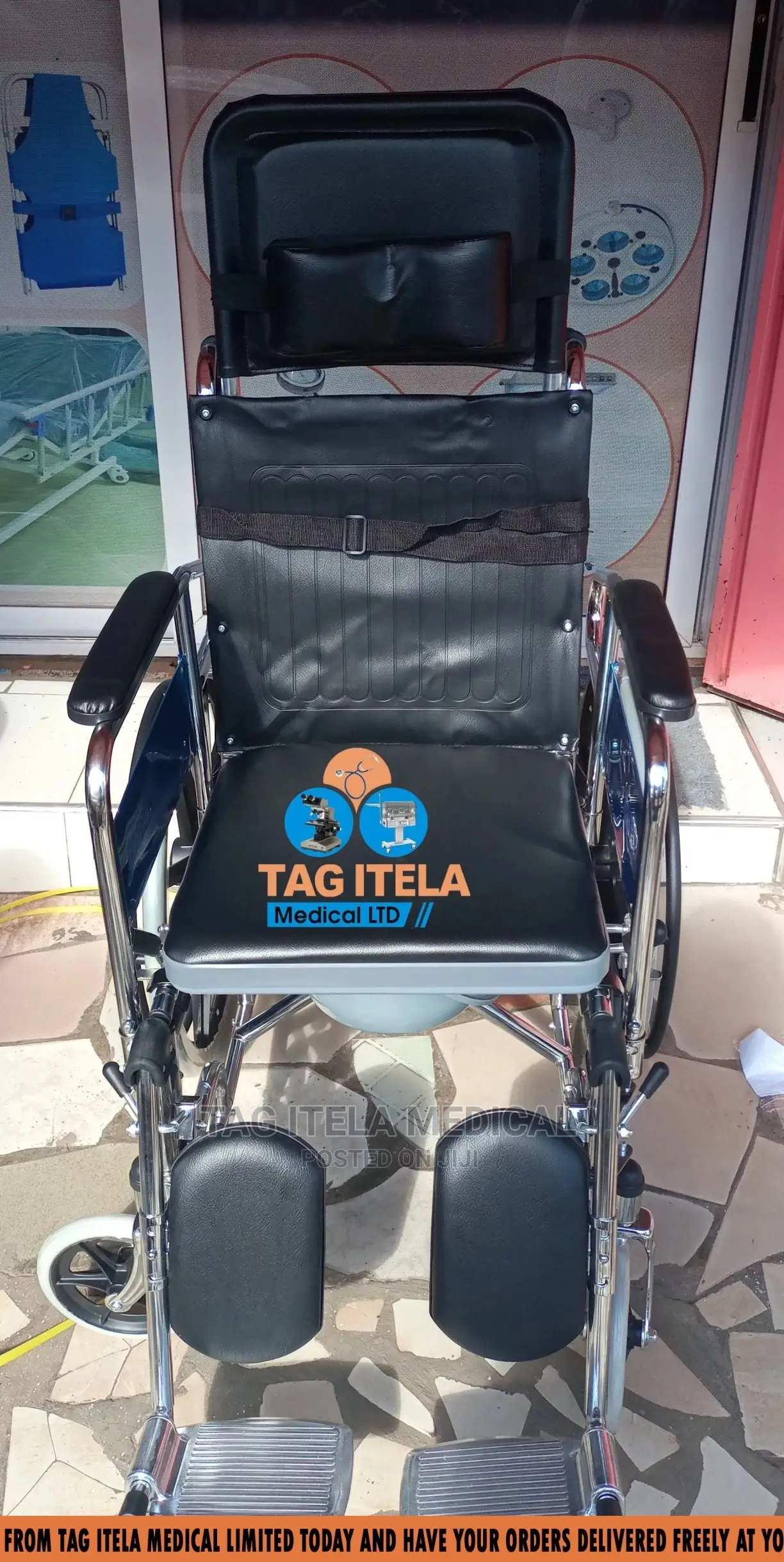 LongBack Commode Wheelchair (Foldable)