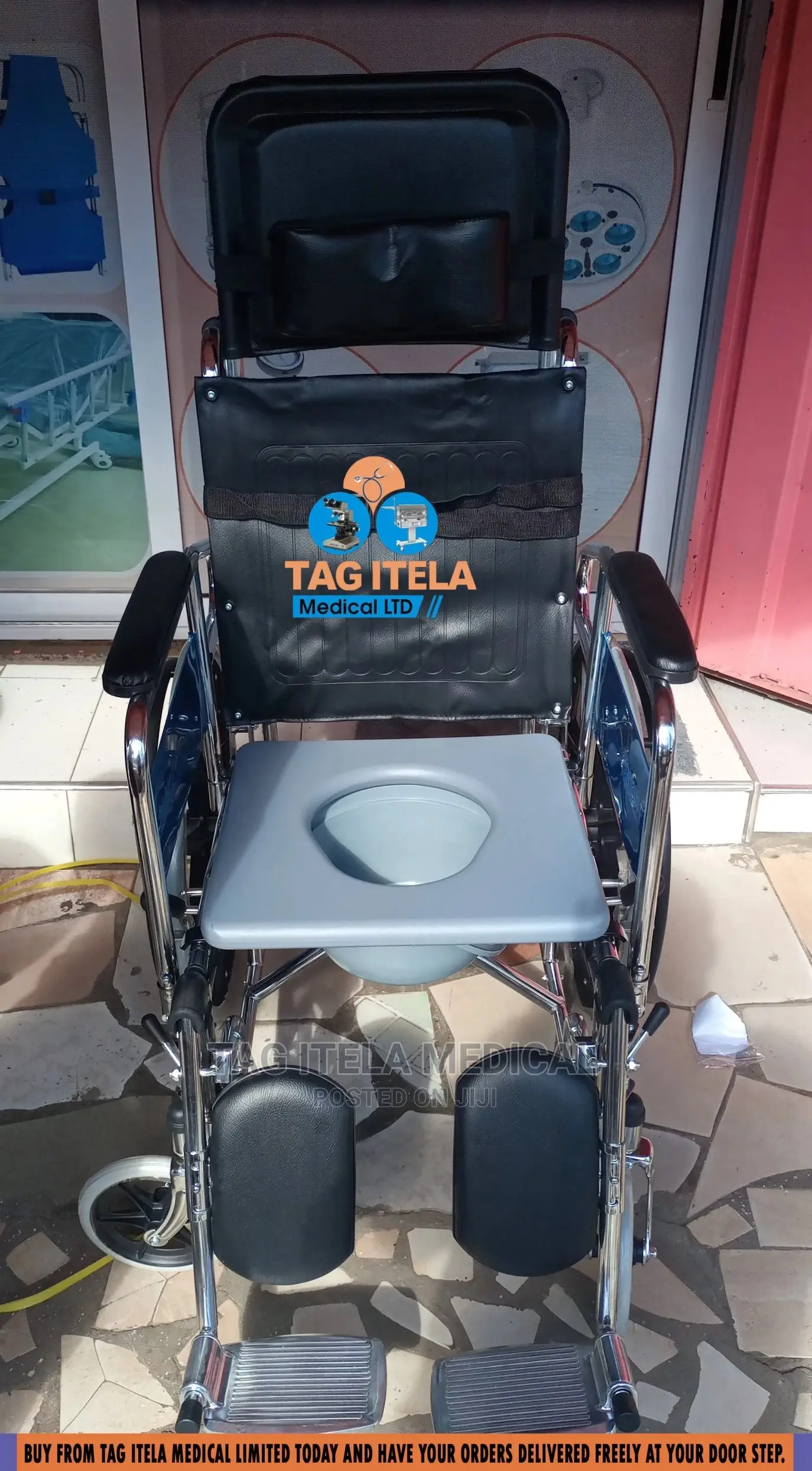 LongBack Commode Wheelchair (Foldable)