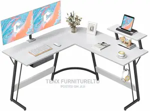 L- Shaped Gaming Desk Workstation White