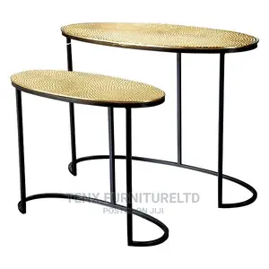 Accent Table (Gold Metal Top and Black Metal Tube Base)