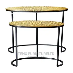 Accent Table (Gold Metal Top and Black Metal Tube Base)