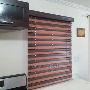Light Dark Brown Wooden Blinds Curtains