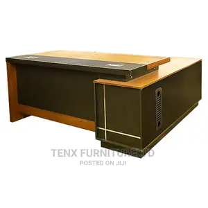 EXECUTIVE DESK ( Dark Brown Wood Grain and Black)RUGGED