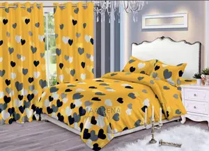 Bedsheet With Duvet Cover (King Size) + Curtains