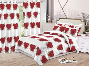 Bedsheet With Duvet Cover (King Size) + Curtains