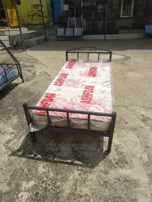 Single Metal Bed and Mattress