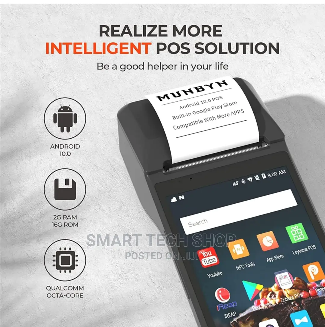Android 10 Handheld Pos With Sim, 58mm Receipt Printer, 6"
