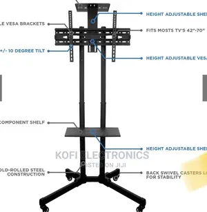 Rolling Caster Shelf,VESA Compatible Tvmount Bracket 32-70