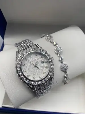 Rolex Oyster Iced Ladies Watch With Bracelet
