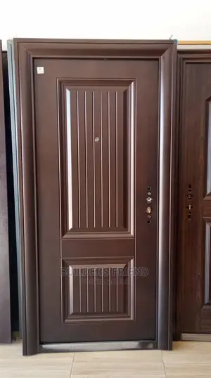 Brown Stainless Steel Single Metal Security Door+Handle Set