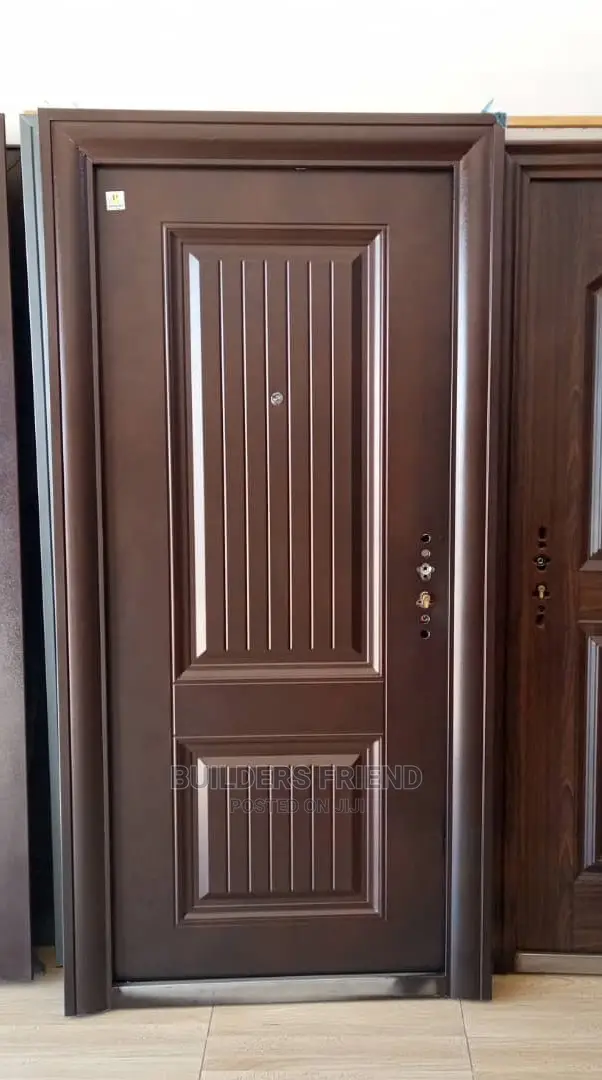 Brown Stainless Steel Single Metal Security Door+Handle Set