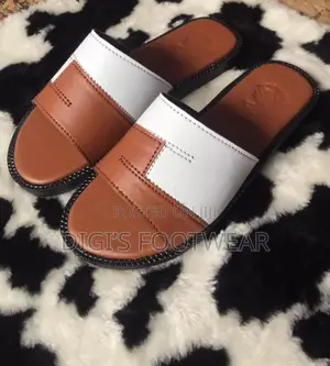 Brown and White Slippers