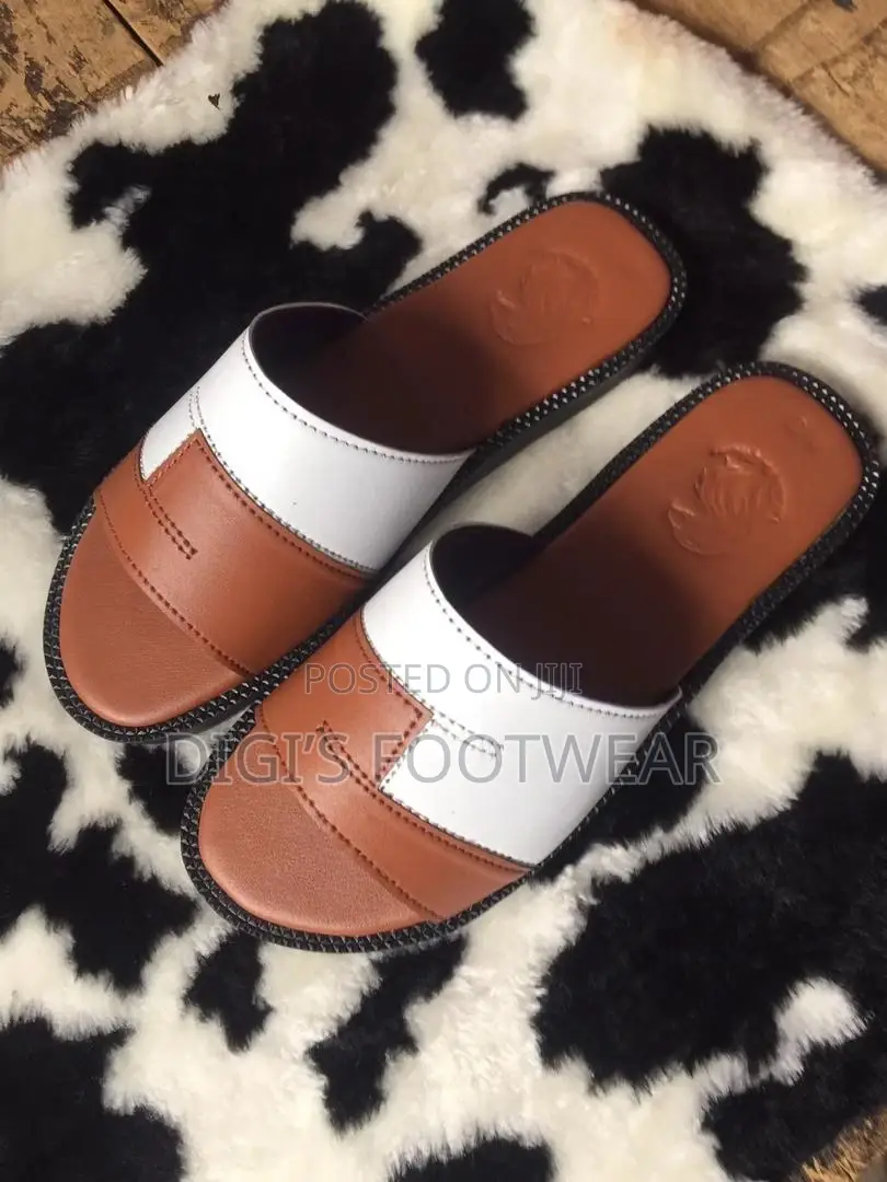 Brown and White Slippers
