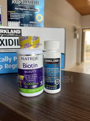 Natrol Biotin (60 Tabs) + Kirkland Minoxidil Combo Pack