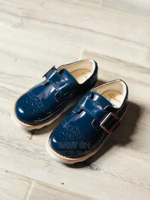 Navy Boys Clarks With Buckle