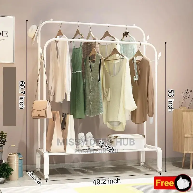 Double Pole Hanger With Double Shelves
