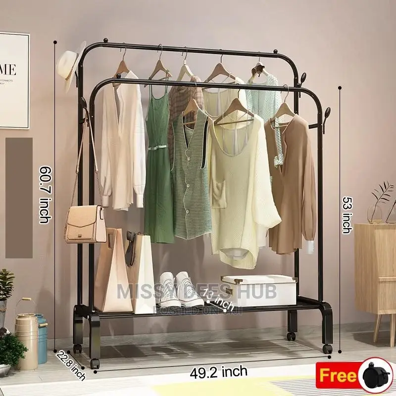 Double Pole Hanger With Double Shelves