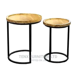 Side /End Table 2pc (Metal Legs )Wooden