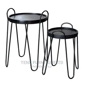 Side Table Rnd With (Handles)Blacko