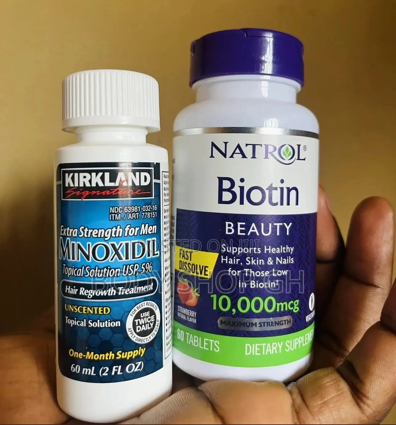 Natrol Biotin + Kirkland Minoxidil Combo for Beard Growth