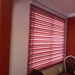 Red and White Blinds Curtains
