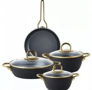 Granite Line 7 Piece Cookware Set Black-Gold 30L 28L 26L 24L