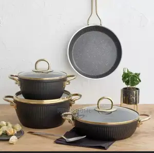 Granite Line 7 Piece Cookware Set Black-Gold 30L 28L 26L 24L
