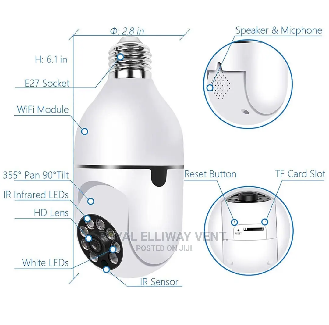 3mp Cctv Light Bulb Ptz Camera 1080p