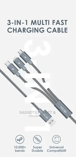 Tecno 3 in 1 Charging Data Cable - 1m