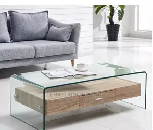 Coffee Table Glass Top With 2-Drawer