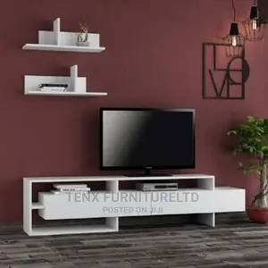 TV STAND (2 Piece Suspending Shelves ) WHITE