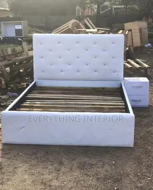 White Double Bedframe With Side Drawer for Sale